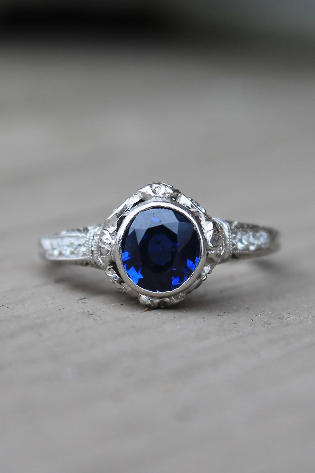 Platinum Art Deco Sapphire & Diamond Ring