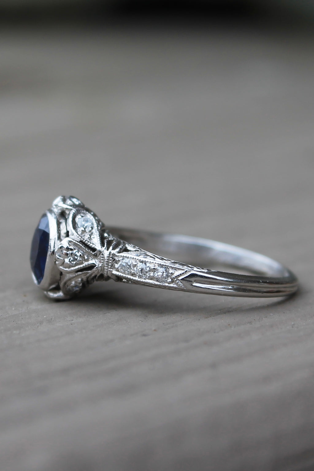 Platinum Art Deco Sapphire & Diamond Ring
