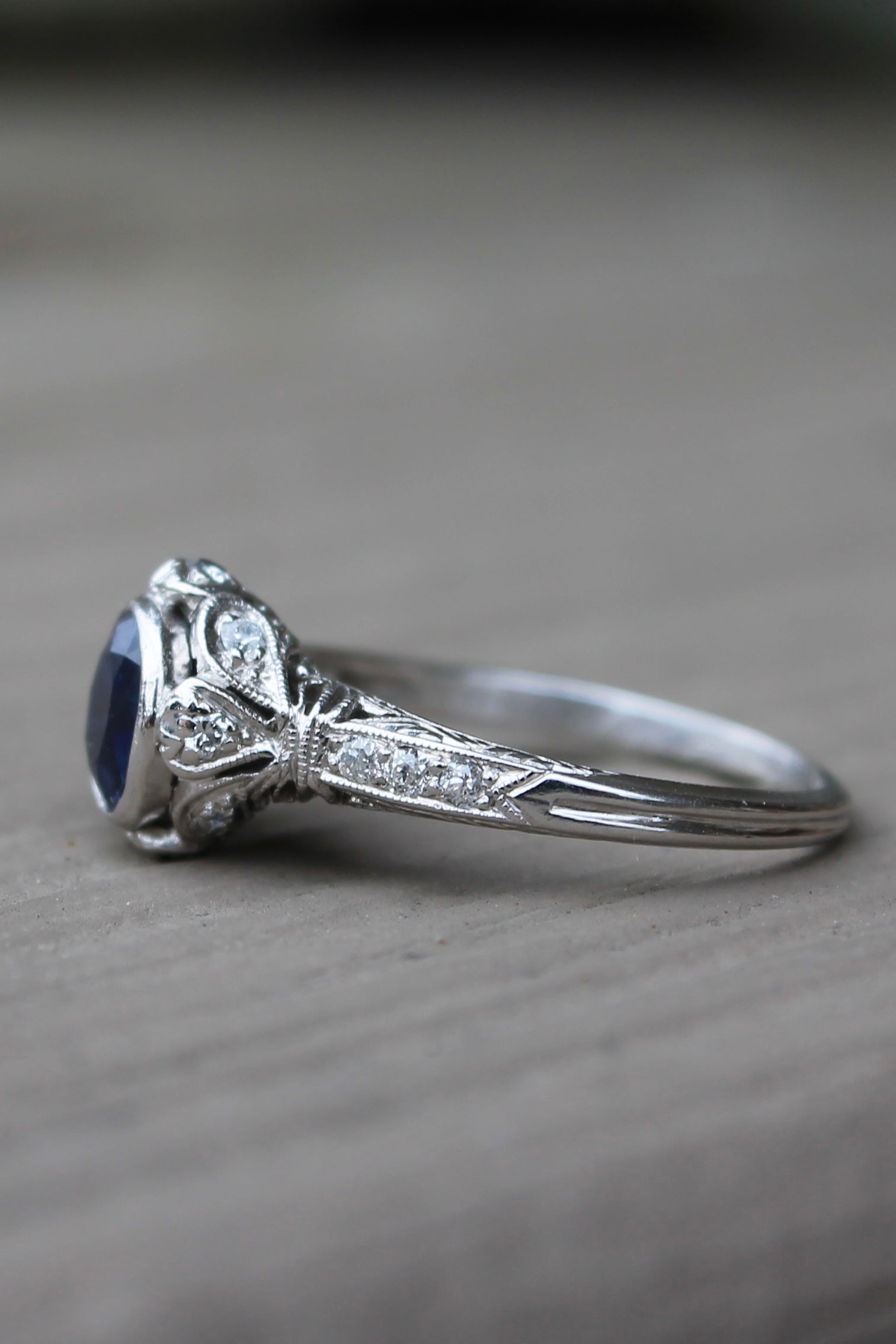Platinum Art Deco Sapphire & Diamond Ring