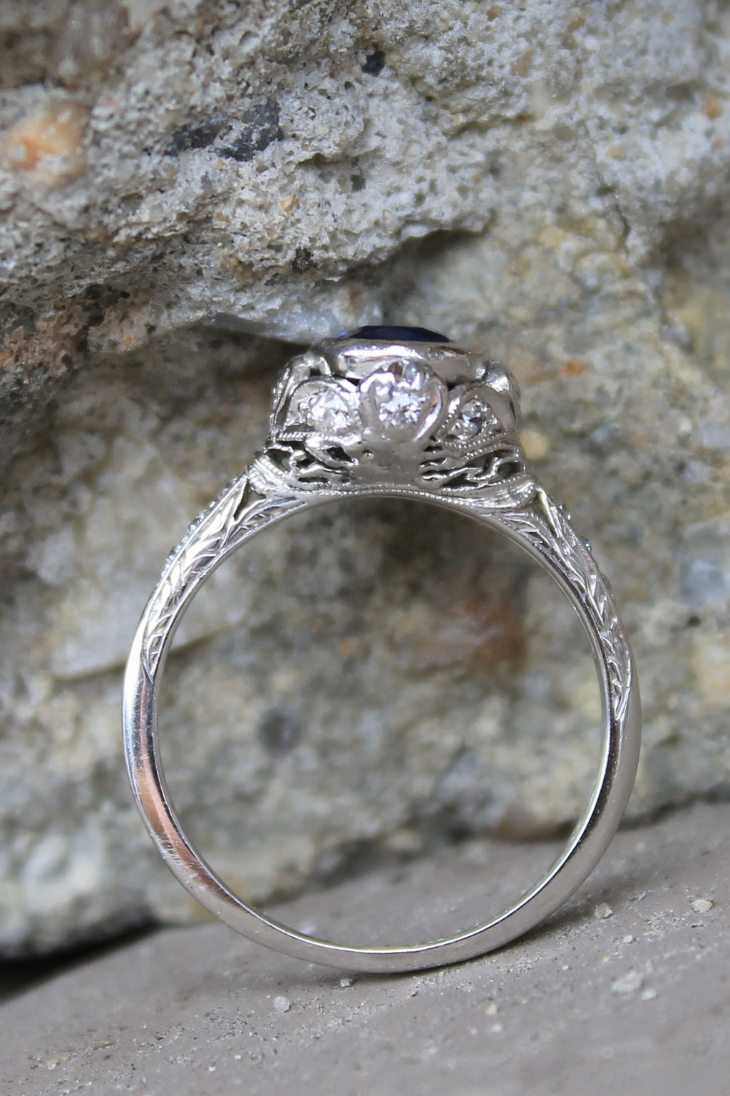 Platinum Art Deco Sapphire & Diamond Ring