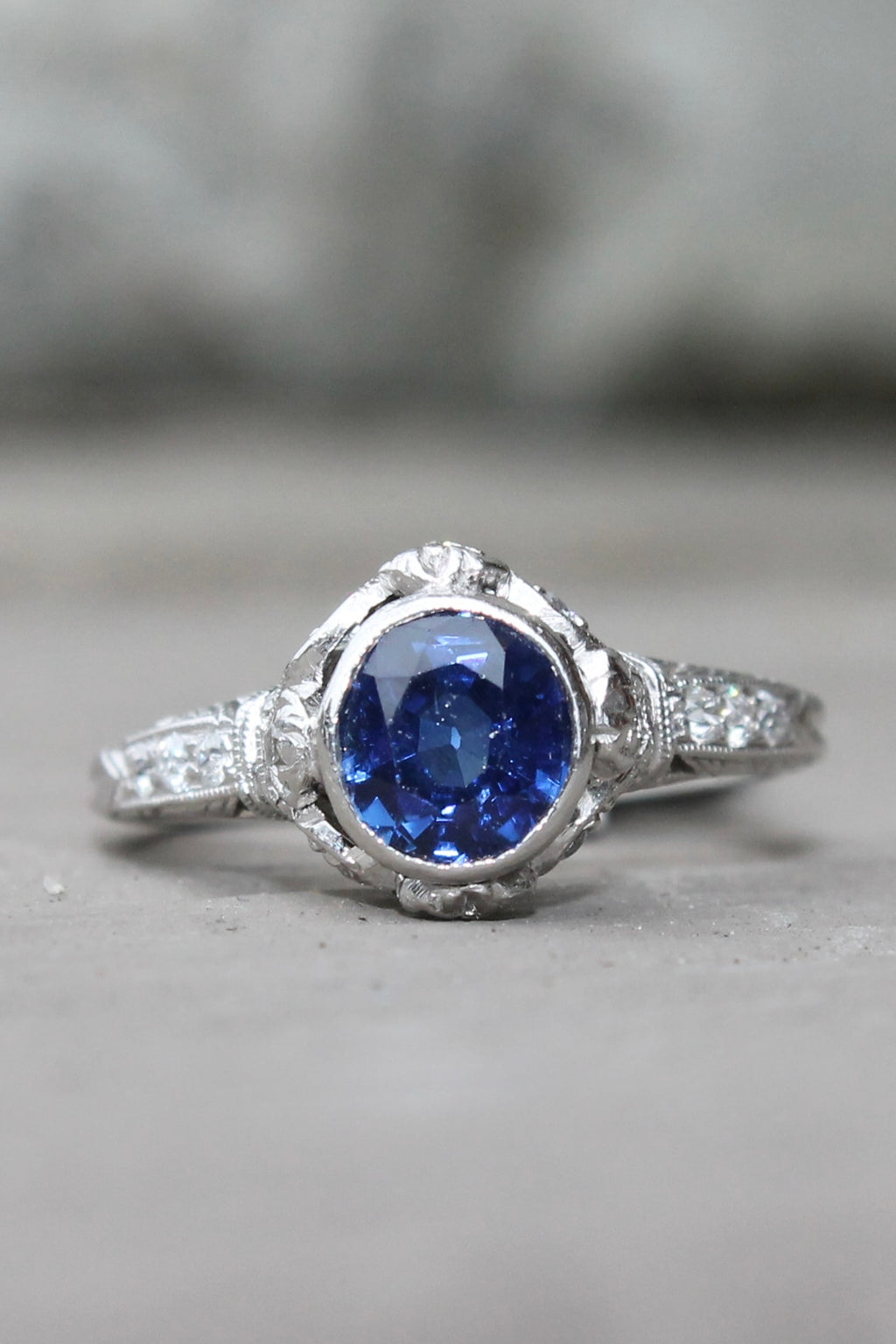 Platinum Art Deco Sapphire & Diamond Ring