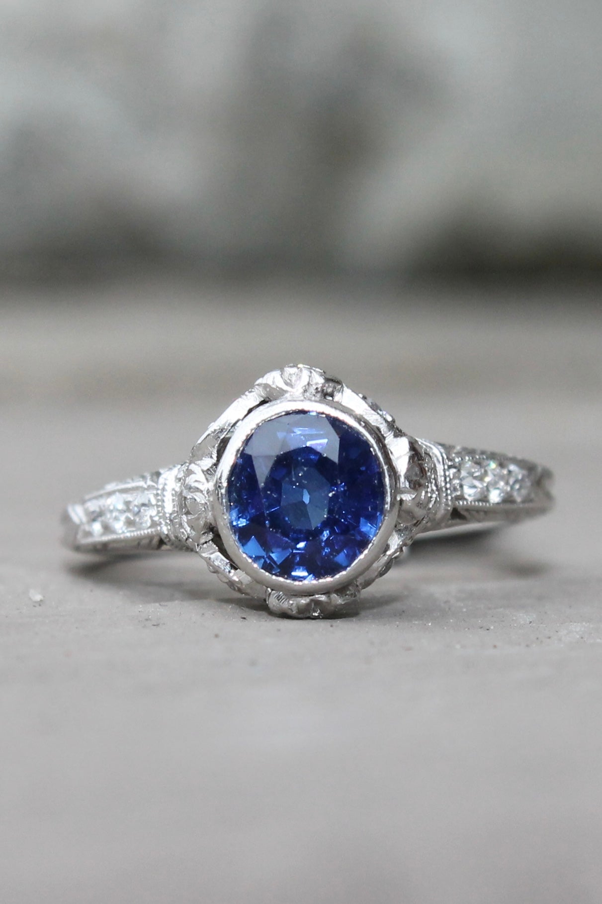 Platinum Art Deco Sapphire & Diamond Ring