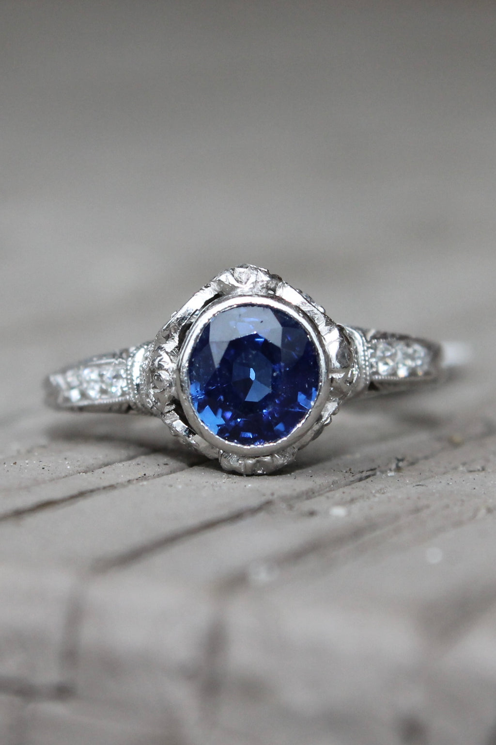 Platinum Art Deco Sapphire & Diamond Ring