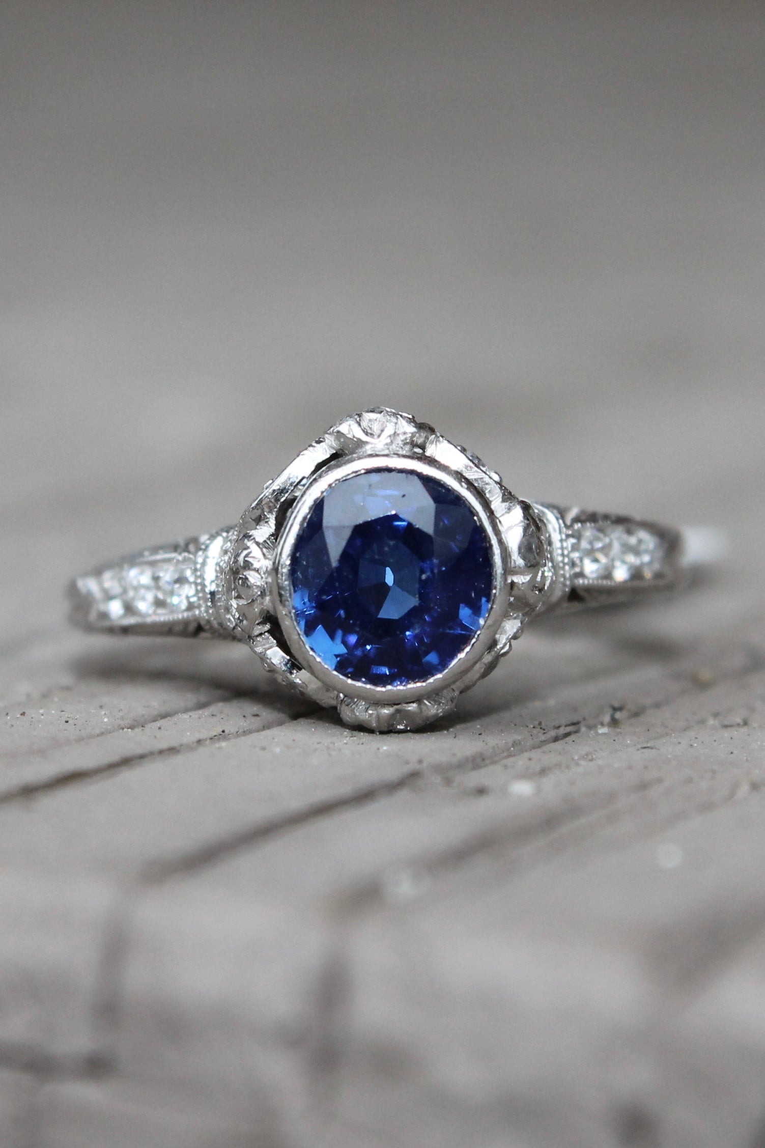 Platinum Art Deco Sapphire & Diamond Ring