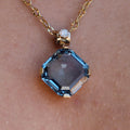 14ktt Blue Topaz & Diamond Pendant