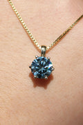 14kyg Blue Lab Grown Round Diamond Pendant