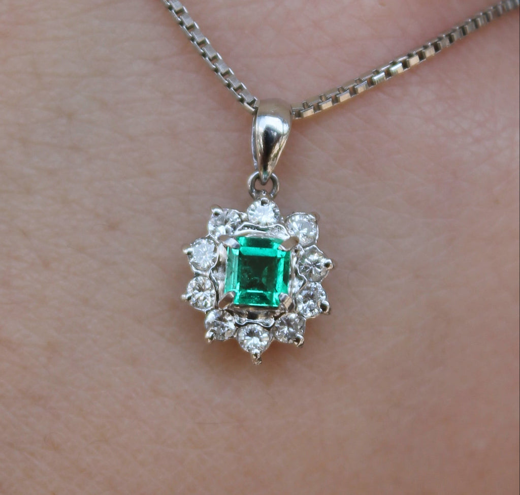 Platinum Emerald Diamond Necklace