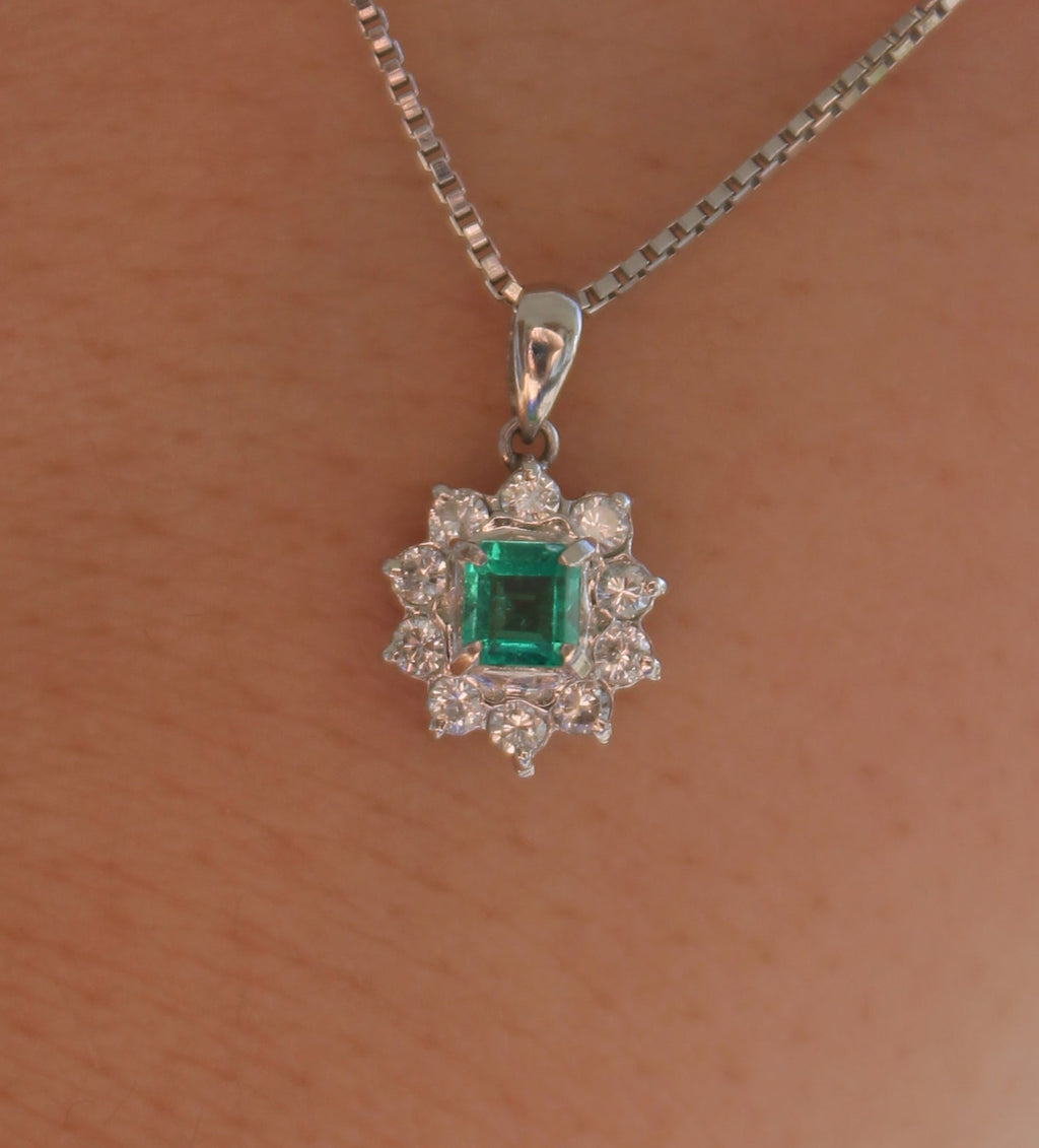 Platinum Emerald Diamond Necklace
