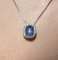 Star Sapphire & Diamond Platinum Necklace