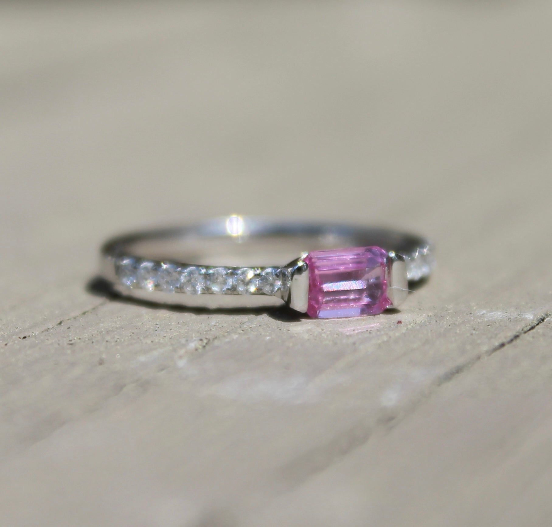 Ring Pink Sapphire .59ctw Diamond .19ctw 14kw