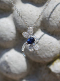 14kw Sapphire & Diamond Dragonfly Necklace
