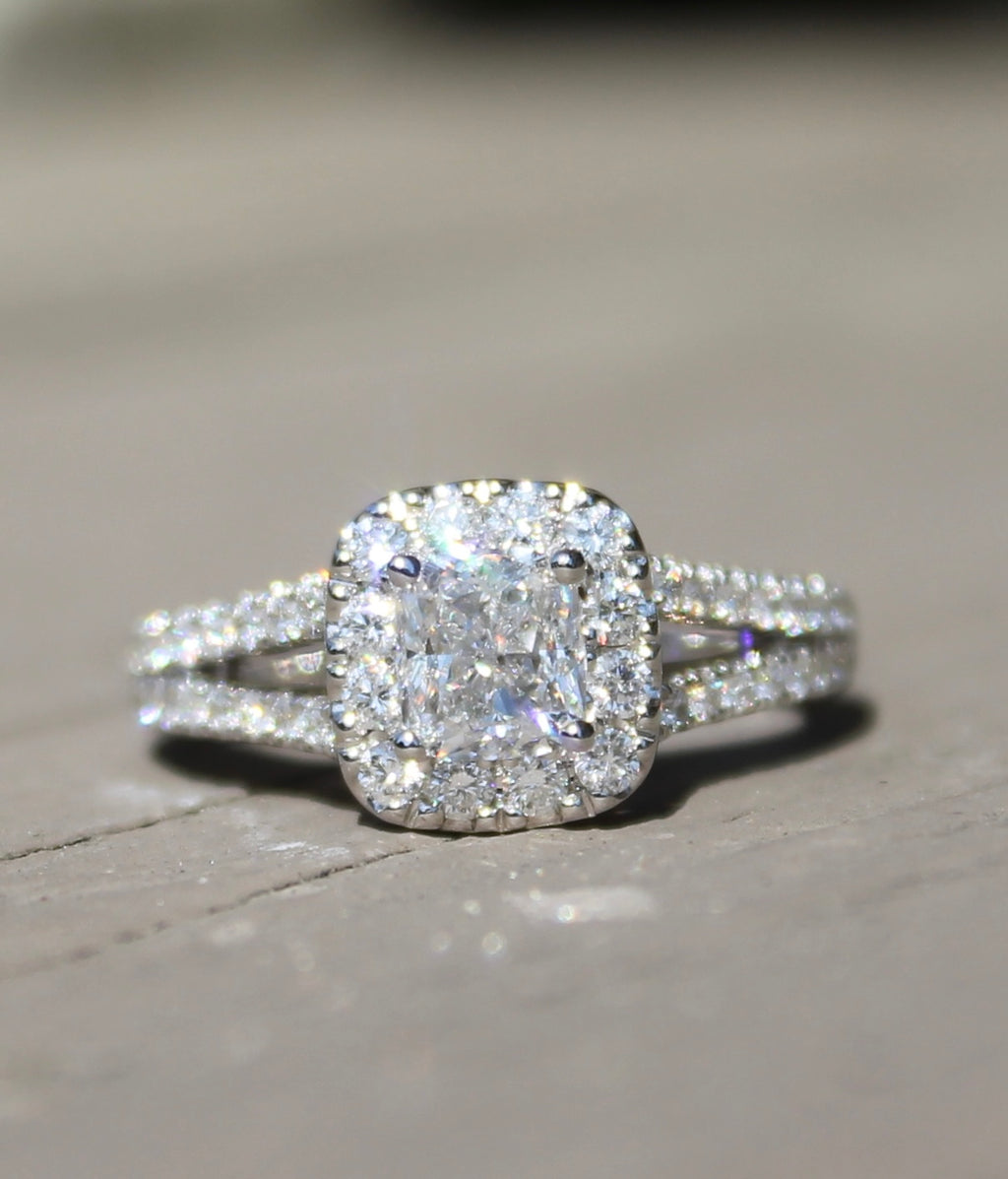 14k Natural Cushion Cut Diamond Ring