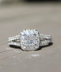 14k Natural Cushion Cut Diamond Ring