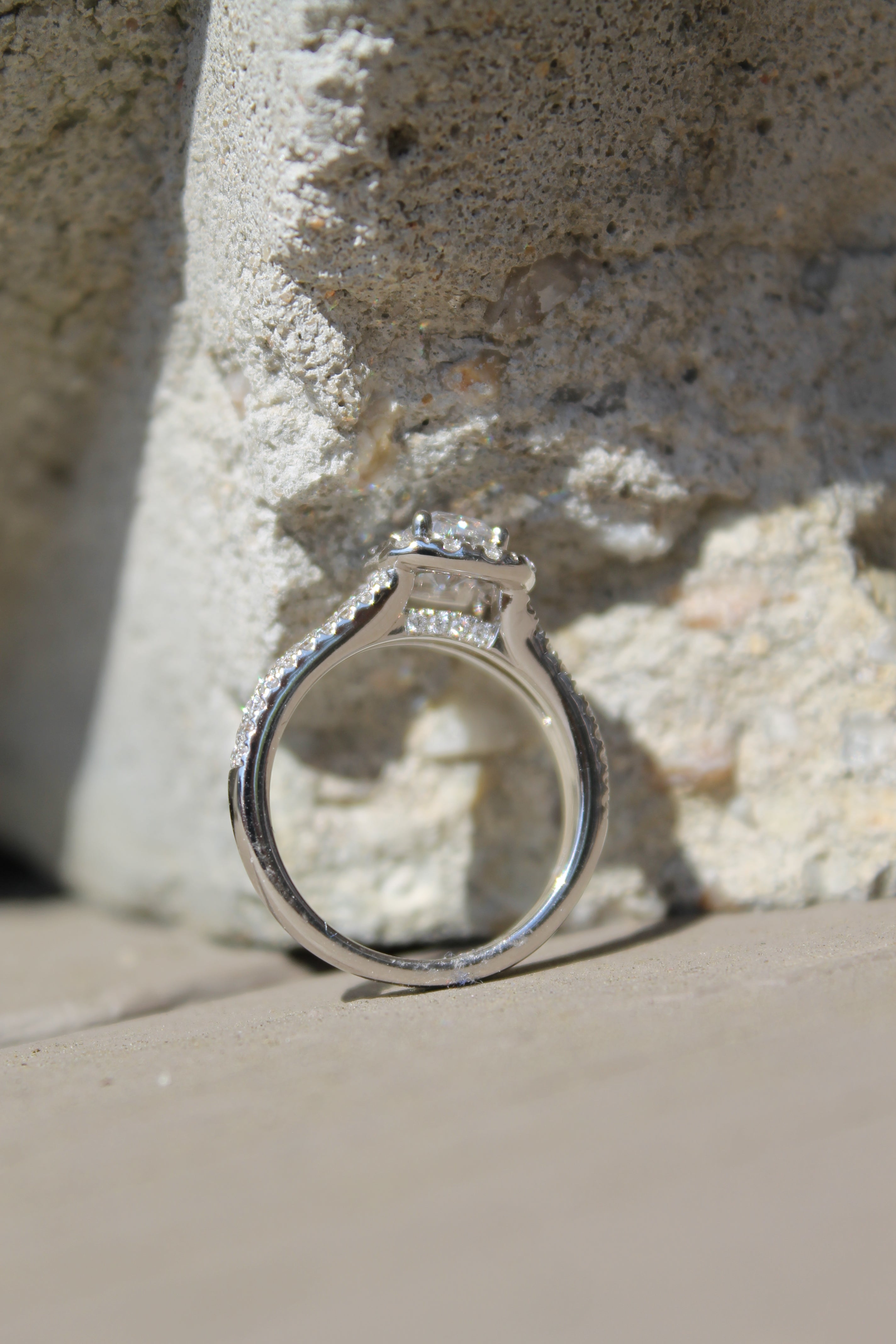 14k Natural Cushion Cut Diamond Ring