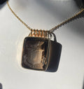 Smokey Quartz Intaglio Pendant 14ky