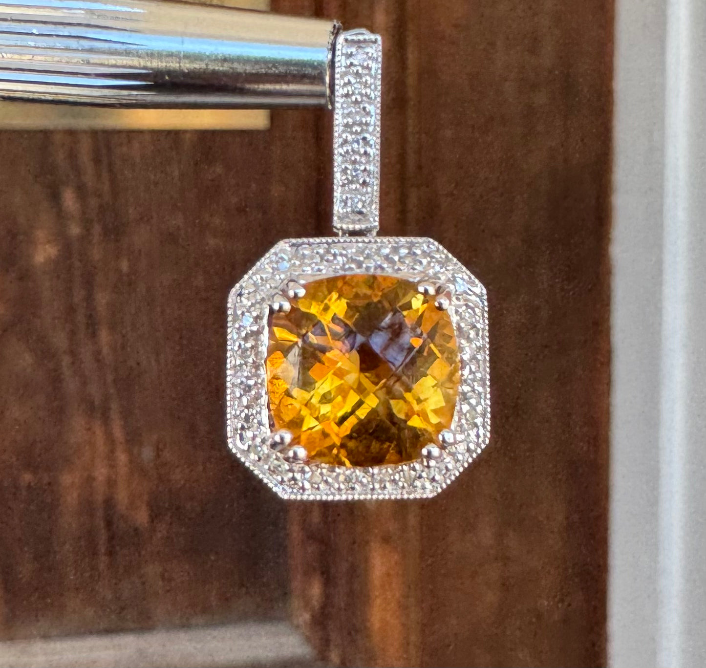 14kwg Citrine & Diamond Pendant