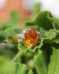 14ky Spessartite Garnet & Diamond Ring