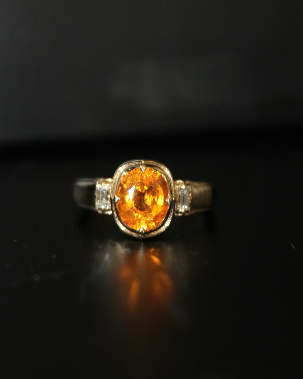 14ky Spessartite Garnet & Diamond Ring