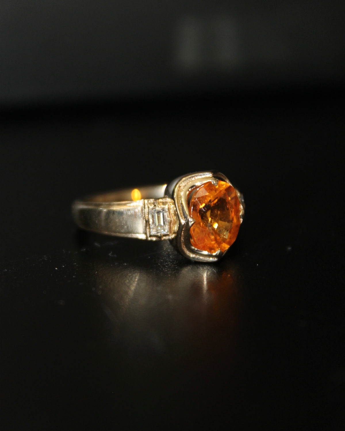 14ky Spessartite Garnet & Diamond Ring