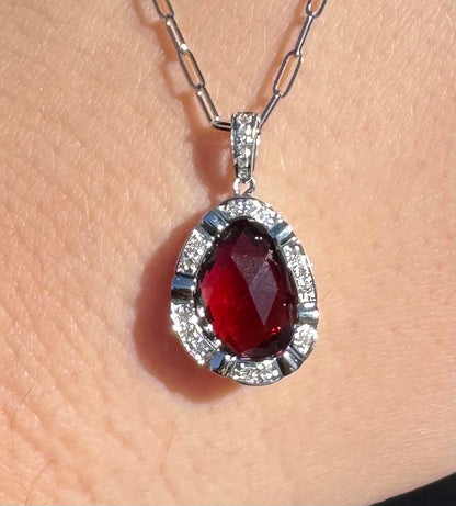 14kwg Garnet & Diamond Pendant