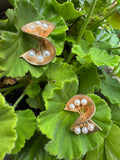 Swirled Fan Pearl Earrings Mid Century 14kyg