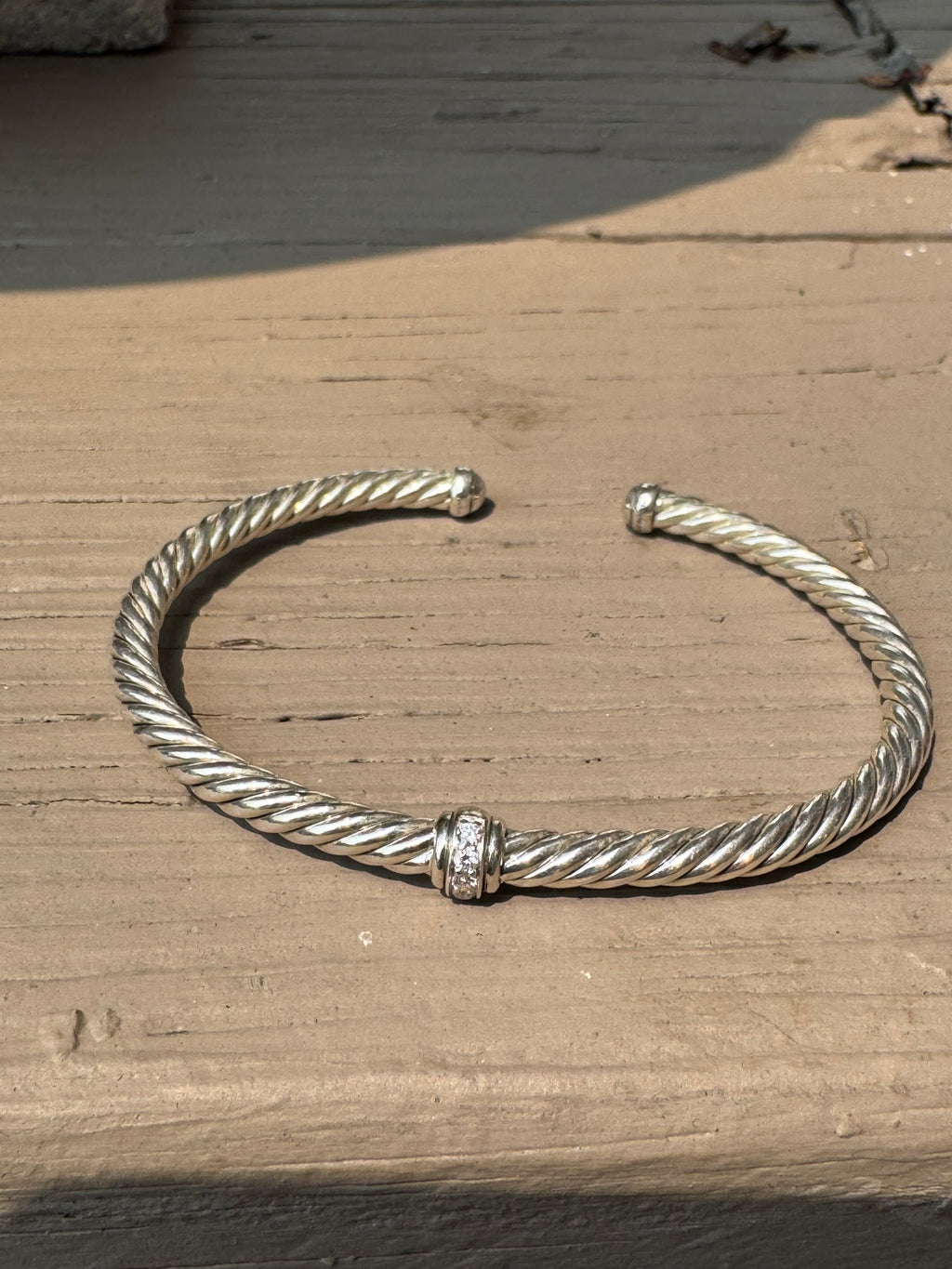 Sterling David Yurman Cable Cuff w/Diamonds