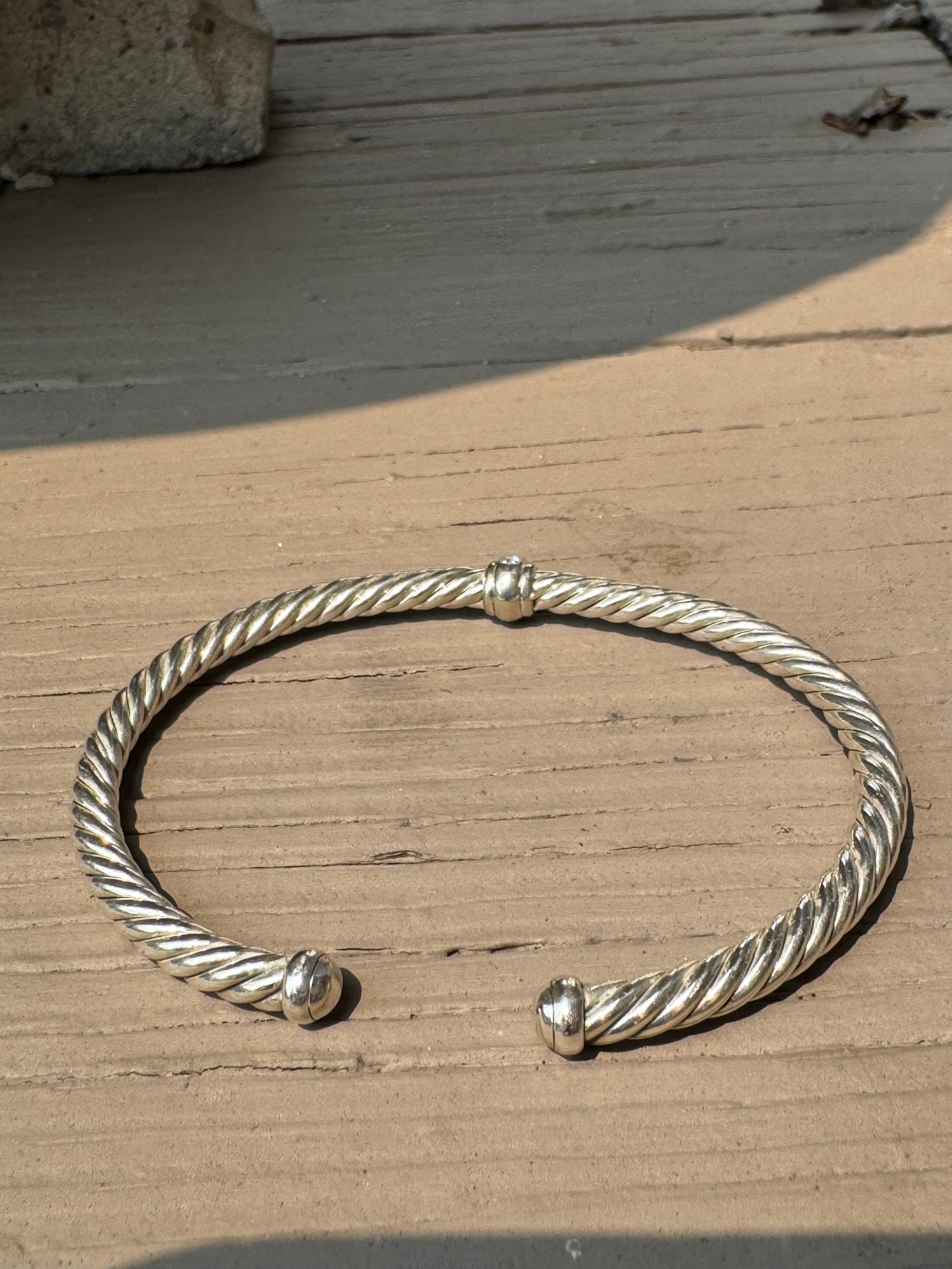 Sterling David Yurman Cable Cuff w/Diamonds