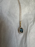 Blue Topaz & Diamond .09ctw Necklace 14ky