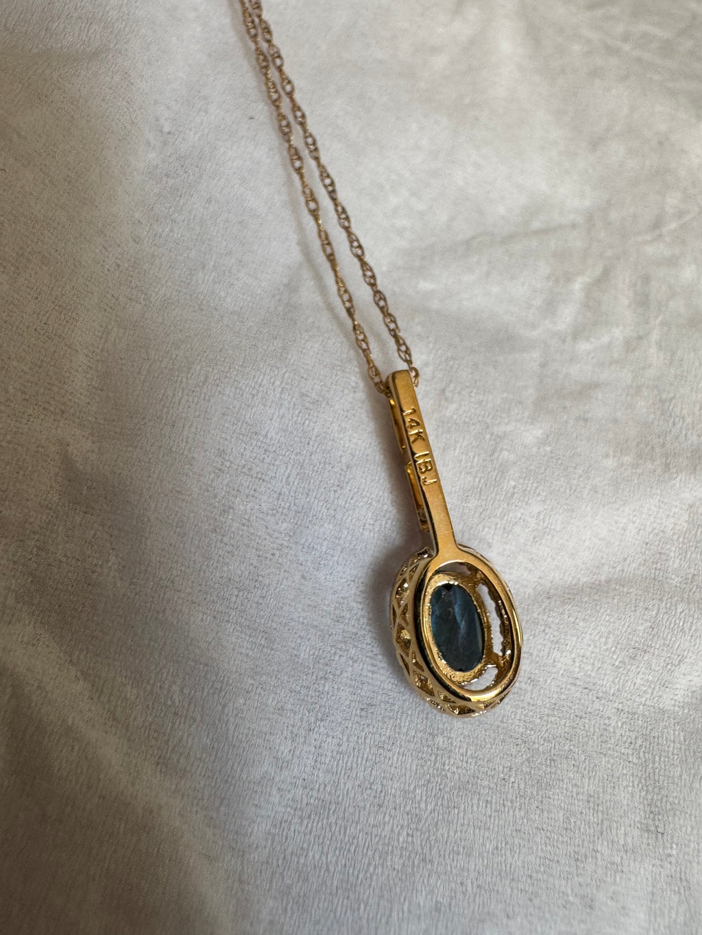 Blue Topaz & Diamond .09ctw Necklace 14ky