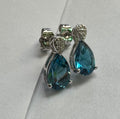 London Blue Pear Topaz & Diamond .05ctw Earrings 14ky