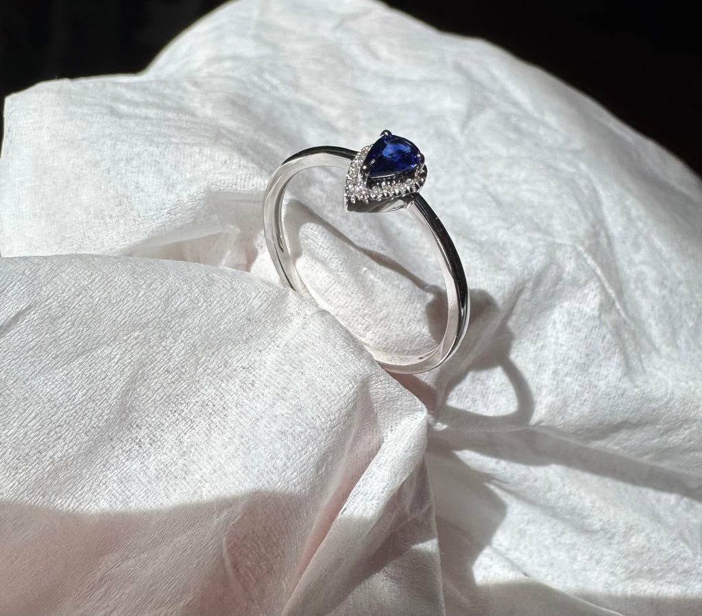 Sapphire .33ctw Diamond .04 Ring 14kwg