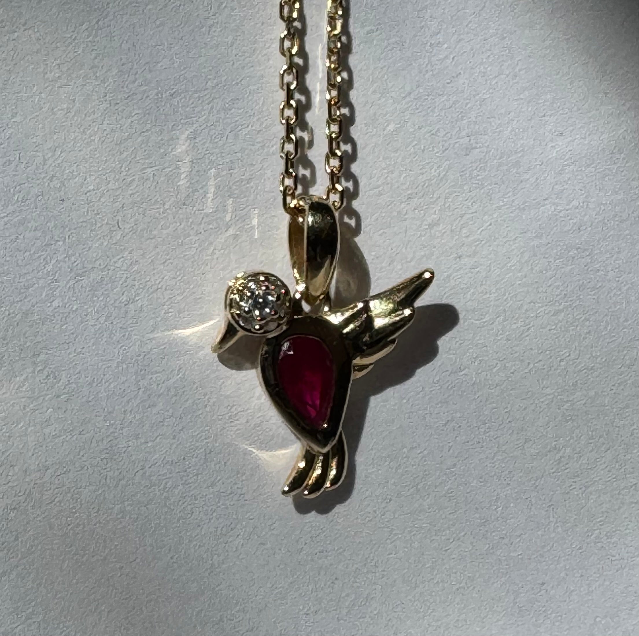 Bird Pendant Ruby .28ct & Diamond .03ctw 14kyg