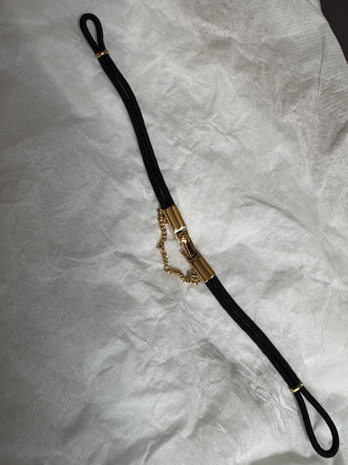 Hadley Roma Metal Watch Band Ladies Black & Gold Color Cord Estate Series 6 3/4"