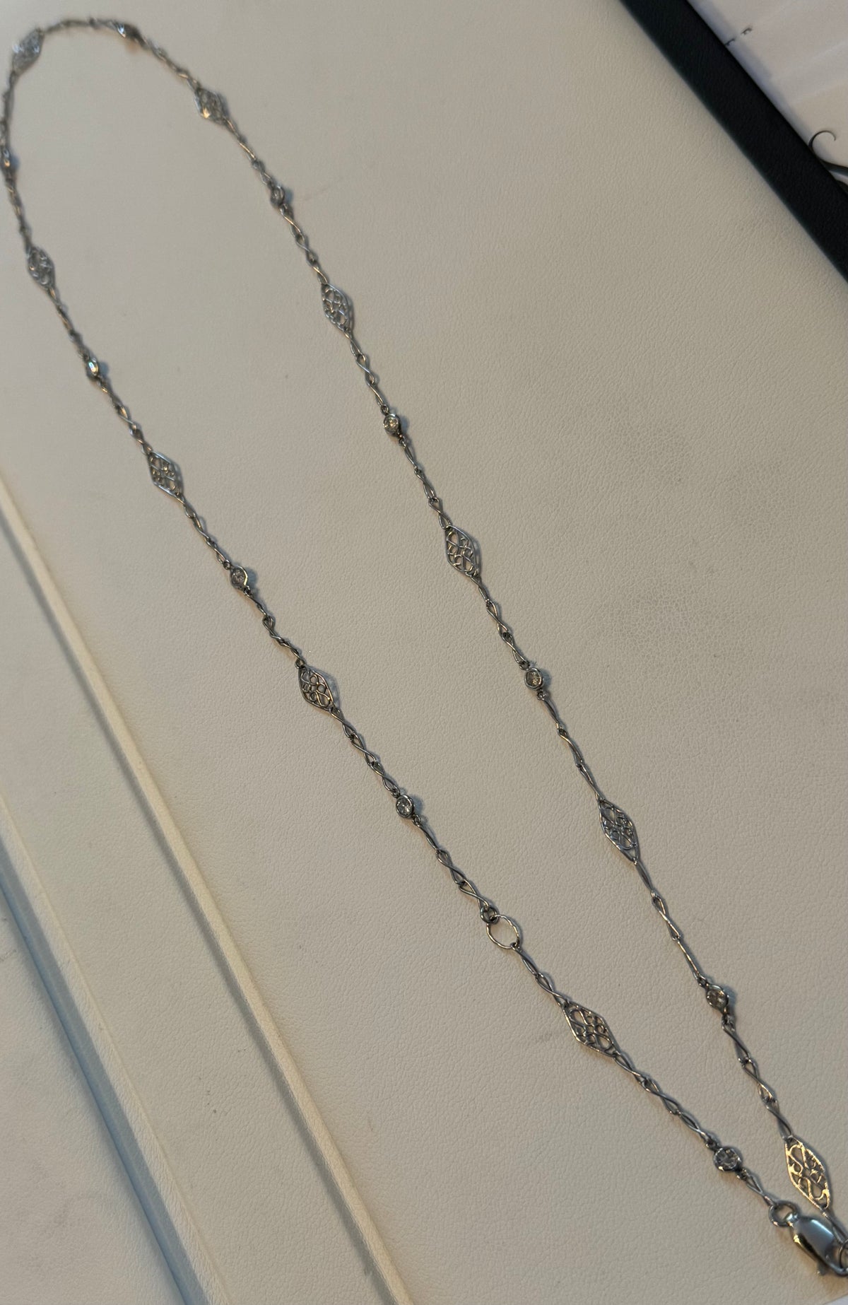 Diamond Station Necklace .94ctw Platinum