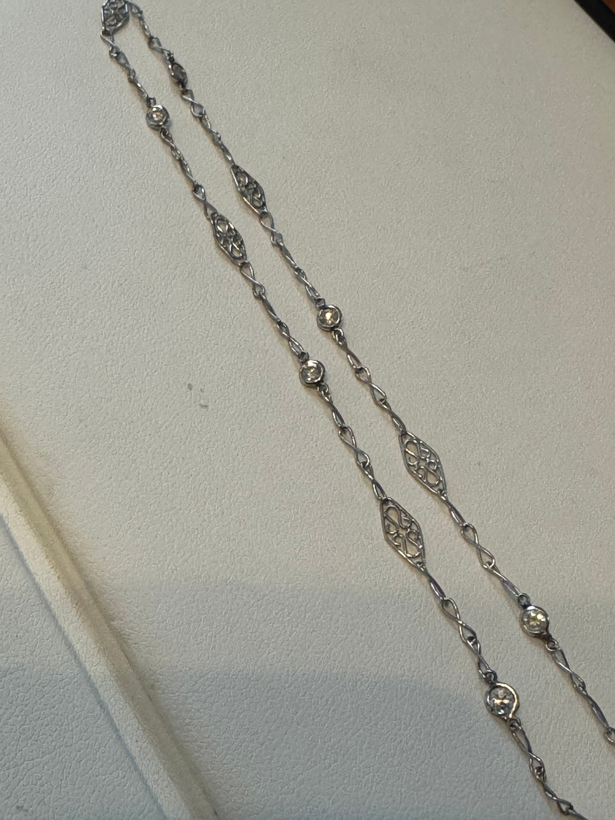 Diamond Station Necklace .94ctw Platinum